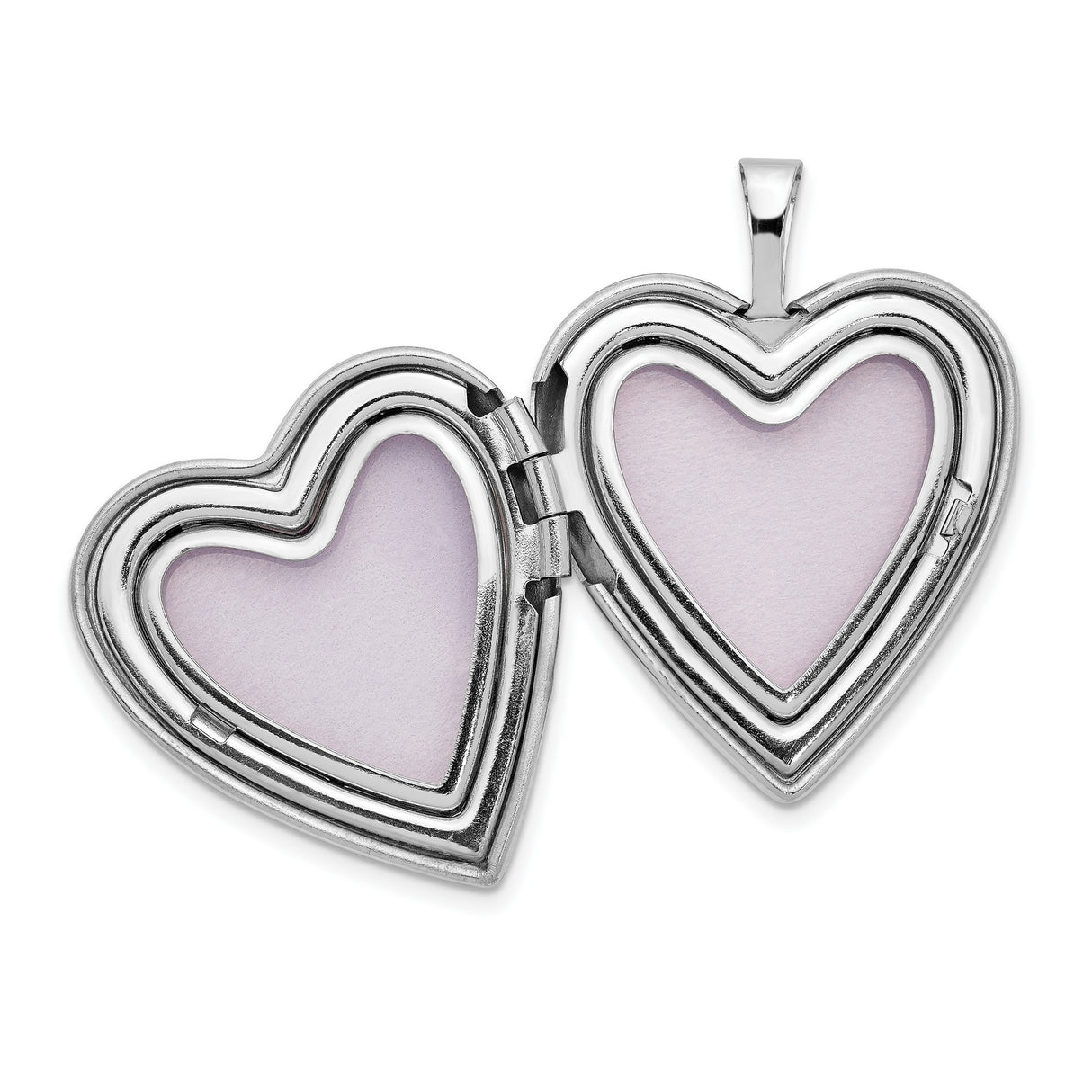 14k White Gold Heart Locket Pendant with Floral Engraving and Scrollwork for Women