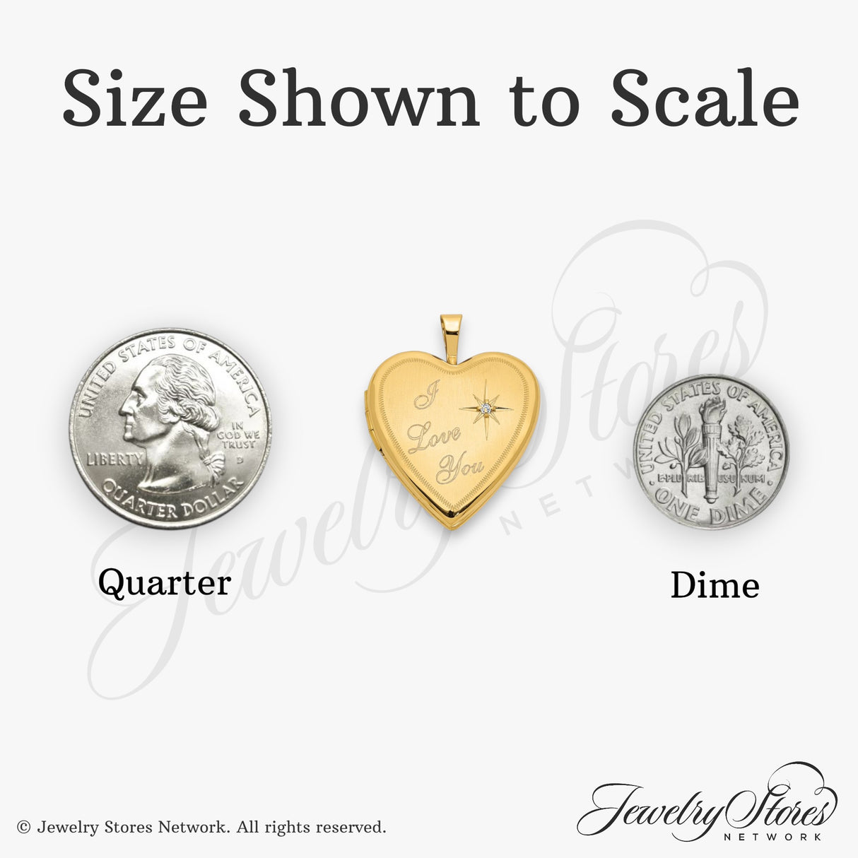 14k Yellow Gold Heart Locket Pendant with Diamond, I Love You Message, Starburst Detail
