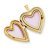 14k Yellow Gold Heart Locket Pendant with Mom Engraving and Floral Accents
