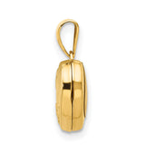 14k Yellow Gold Heart Locket Pendant with Floral Design and Polished Finish for Women