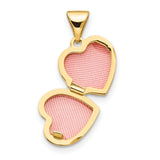 14k Yellow Gold Heart Locket Pendant with Floral Design and Polished Finish for Women