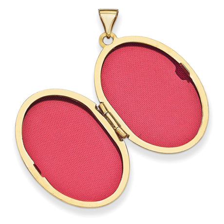 14k Yellow Gold Oval Locket Pendant with Filigree Scroll Design and Polished Finish