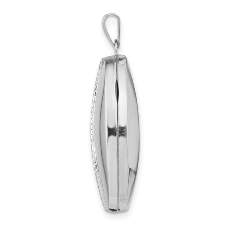 14k White Gold Oval Locket Pendant with Filigree Swirl Design, Vintage Style Keepsake for Women