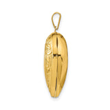 14k Yellow Gold Heart Locket Pendant with Floral and Swirl Engraving, Openable Photo Charm