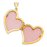 14k Yellow Gold Heart Locket Pendant with Floral and Swirl Engraving, Openable Photo Charm