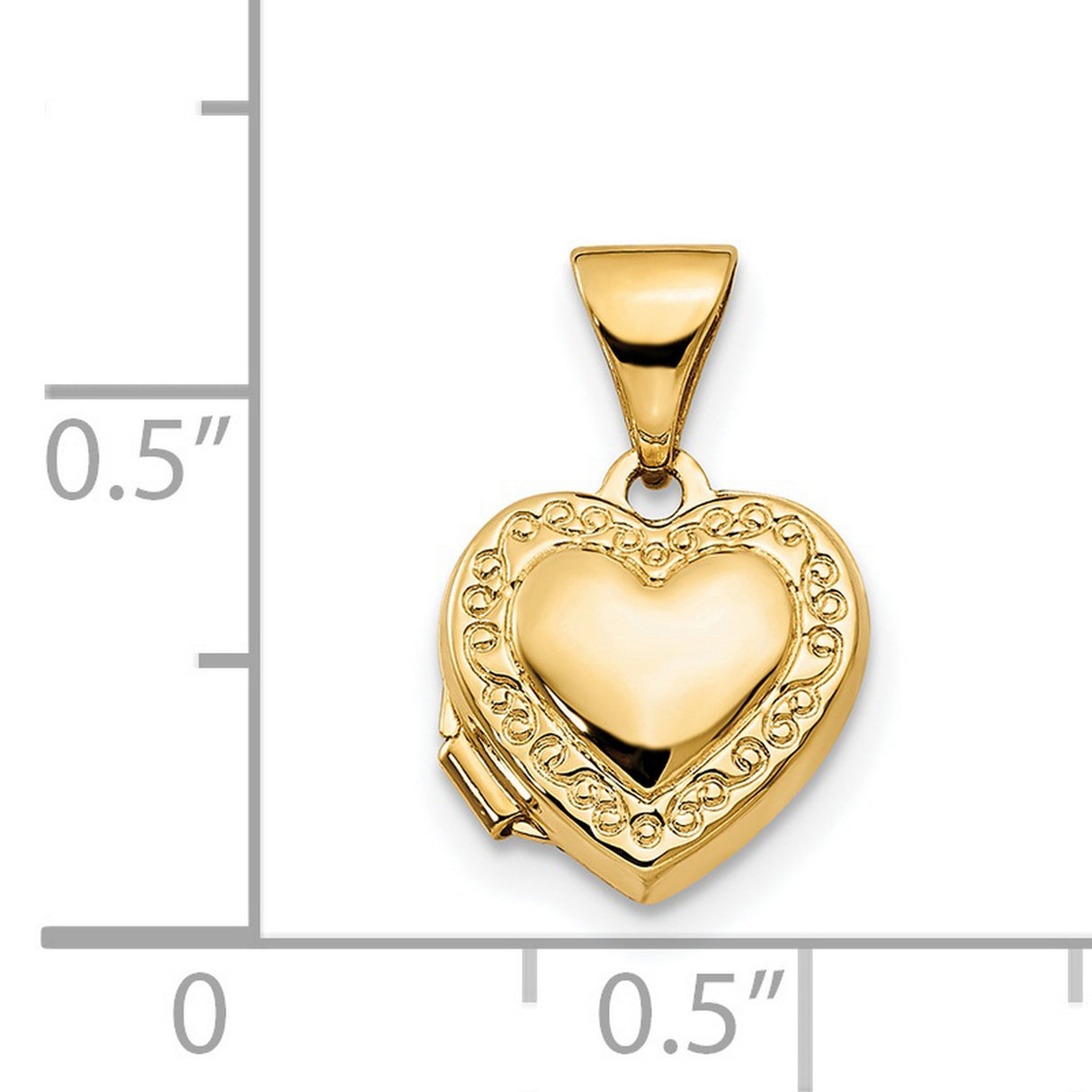 Heart Locket Charm Pendant in Real 14k Yellow Gold