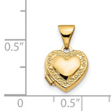 Heart Locket Charm Pendant in Real 14k Yellow Gold