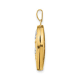 14k Multi-Tone Gold Floral Oval Locket Pendant with Silver Tone Flowers for Women