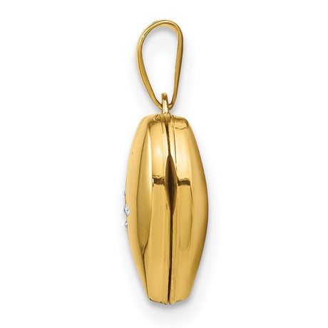 14k Yellow Gold Heart Locket Pendant with Diamond Starburst Design, Romantic Keepsake Jewelry