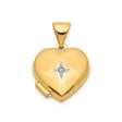 14k Yellow Gold Heart Locket Pendant with Diamond Starburst Design, Romantic Keepsake Jewelry