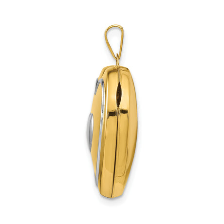14k Two-Tone Gold Heart Locket Pendant with Polished Yellow and White Finish