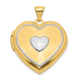 14k Two-Tone Gold Heart Locket Pendant with Polished Yellow and White Finish