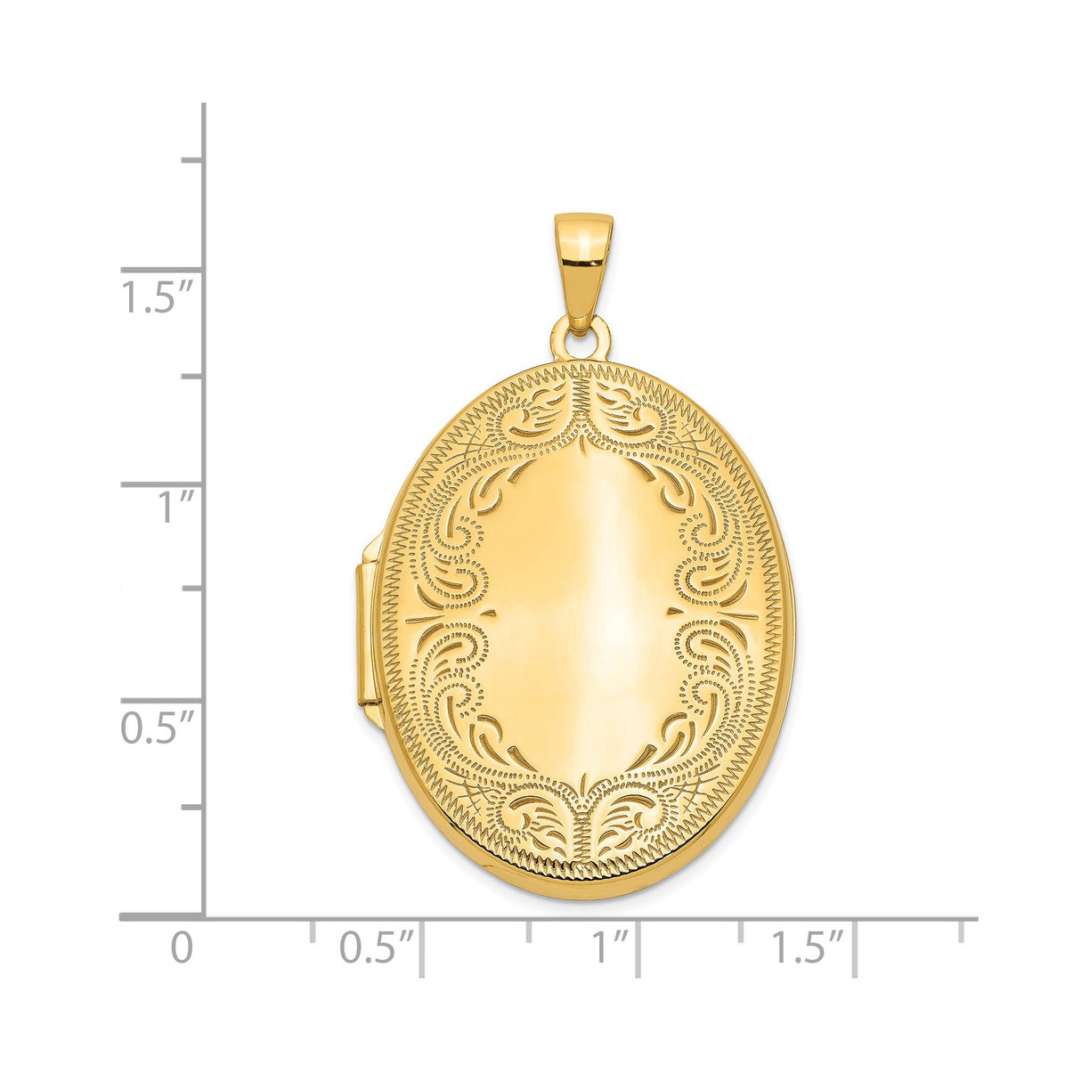 14k Yellow Gold Oval Locket Pendant with Floral Scroll Design, Vintage Style for Women