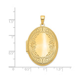 14k Yellow Gold Oval Locket Pendant with Floral Scroll Design, Vintage Style for Women