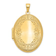 14k Yellow Gold Oval Locket Pendant with Floral Scroll Design, Vintage Style for Women