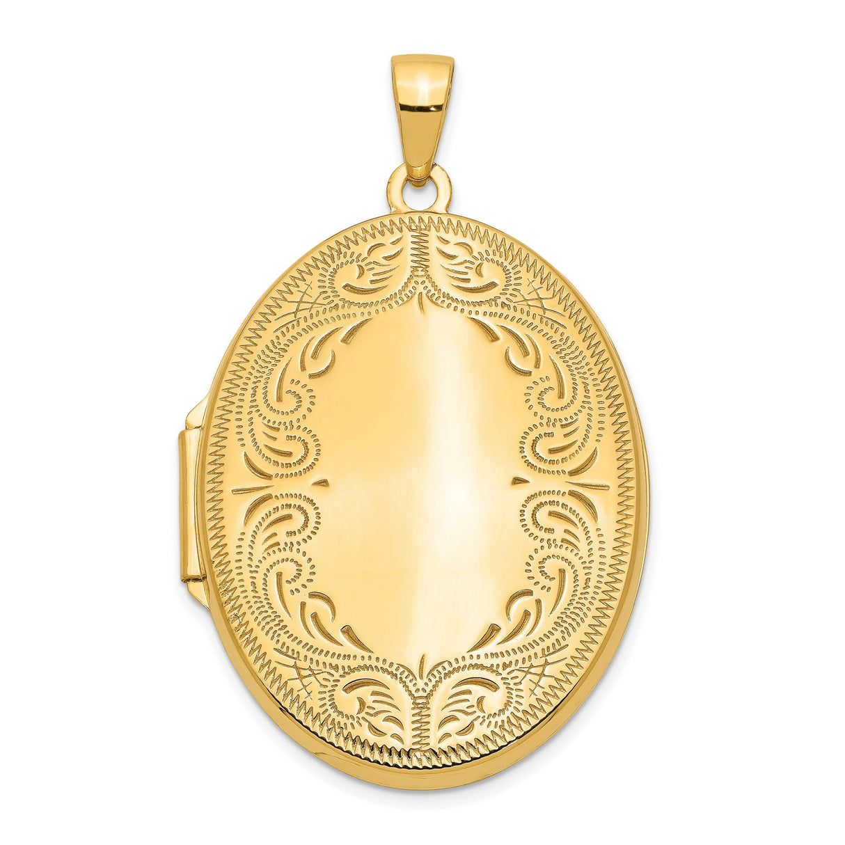 14k Yellow Gold Oval Locket Pendant with Floral Scroll Design, Vintage Style for Women