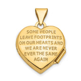 14k Multi-Tone Gold Heart Locket Pendant with Embossed Baby Footprints, Motherhood Theme