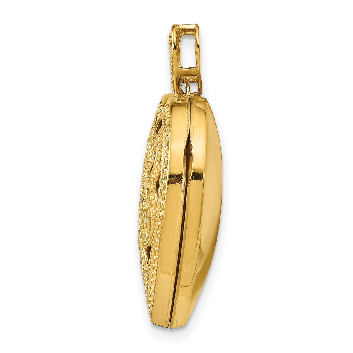 14k Yellow Gold Heart Locket Pendant with Diamond and Red Enamel Filigree Design