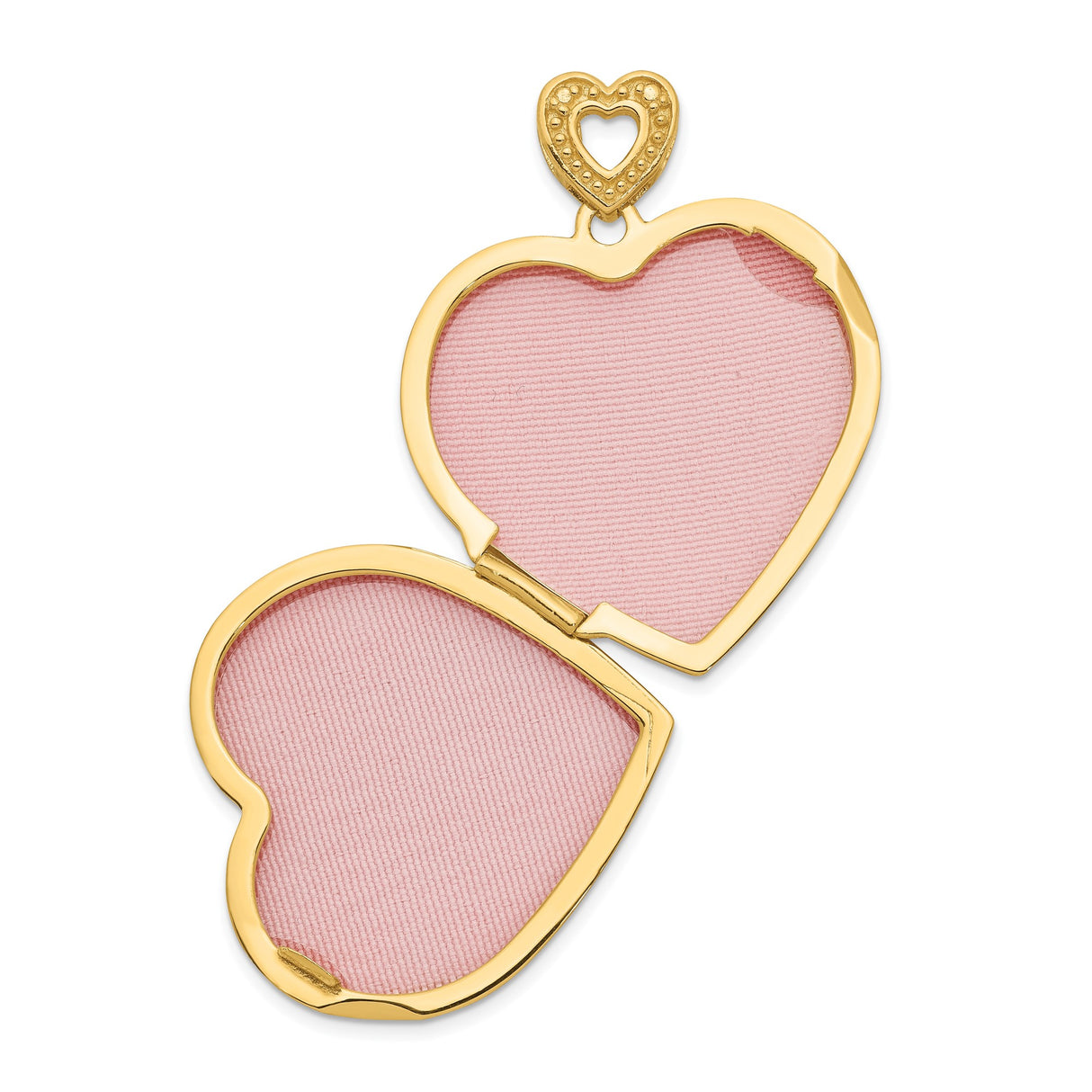 14k Yellow Gold Heart Locket Pendant with Diamond and Red Enamel Filigree Design