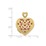 14k Yellow Gold Heart Locket Pendant with Diamond and Red Enamel Filigree Design