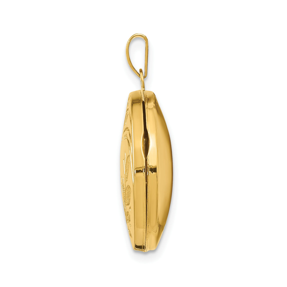 14k Yellow Gold Floral Round Locket Pendant with Leaf Design for Women