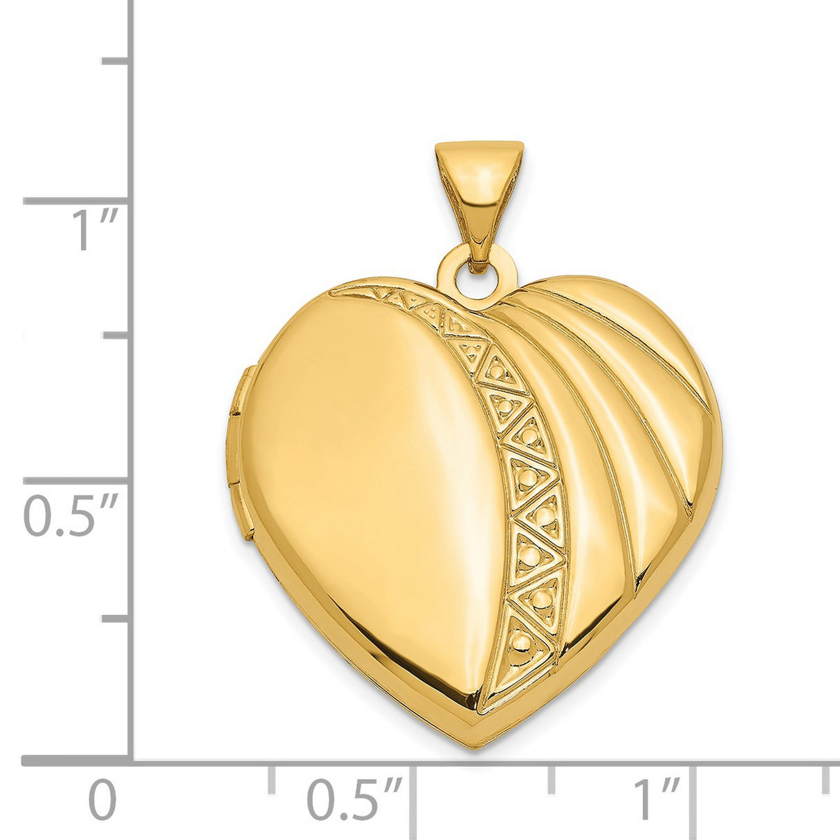 21mm Heart Locket Charm Pendant in Real 14k Yellow Gold