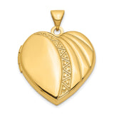 21mm Heart Locket Charm Pendant in Real 14k Yellow Gold