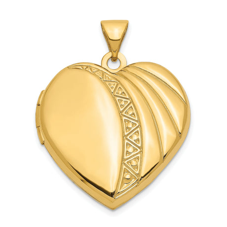 21mm Heart Locket Charm Pendant in Real 14k Yellow Gold