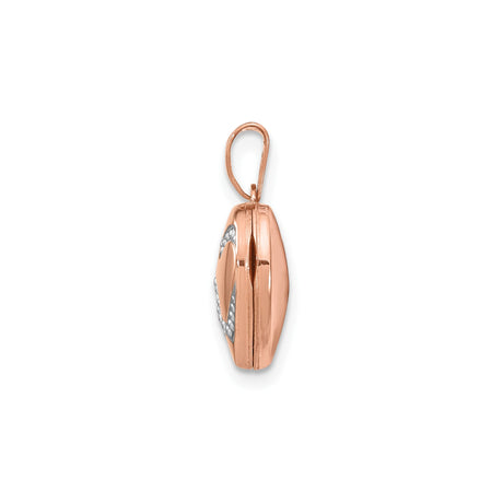 14k Rose Gold Heart Locket Pendant with Infinity Symbol and Dotted Detailing