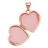 14k Rose Gold Heart Locket Pendant with Raised Hearts and Scroll Design