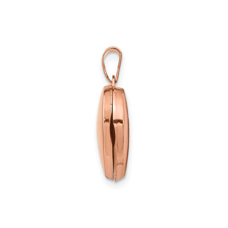 14k Rose Gold Heart Locket Pendant with Diamond Starburst Design, Openable Photo Keepsake