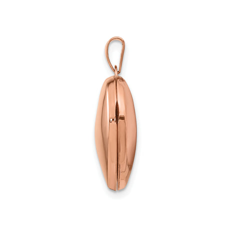 14k Rose Gold Heart Locket Pendant with Polished Finish, Classic Romantic Keepsake Jewelry for Women