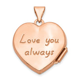 14k Rose Gold Heart Locket Pendant with Floral Scrollwork, Vintage-Inspired Keepsake Jewelry