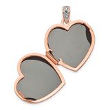 14k Rose Gold Heart Locket Pendant with Diamond Accent, Filigree Floral Design, Vintage Style