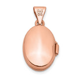 QG- Polished 13mm Plain Oval Locket Charm Pendant in Real 14k Rose Gold