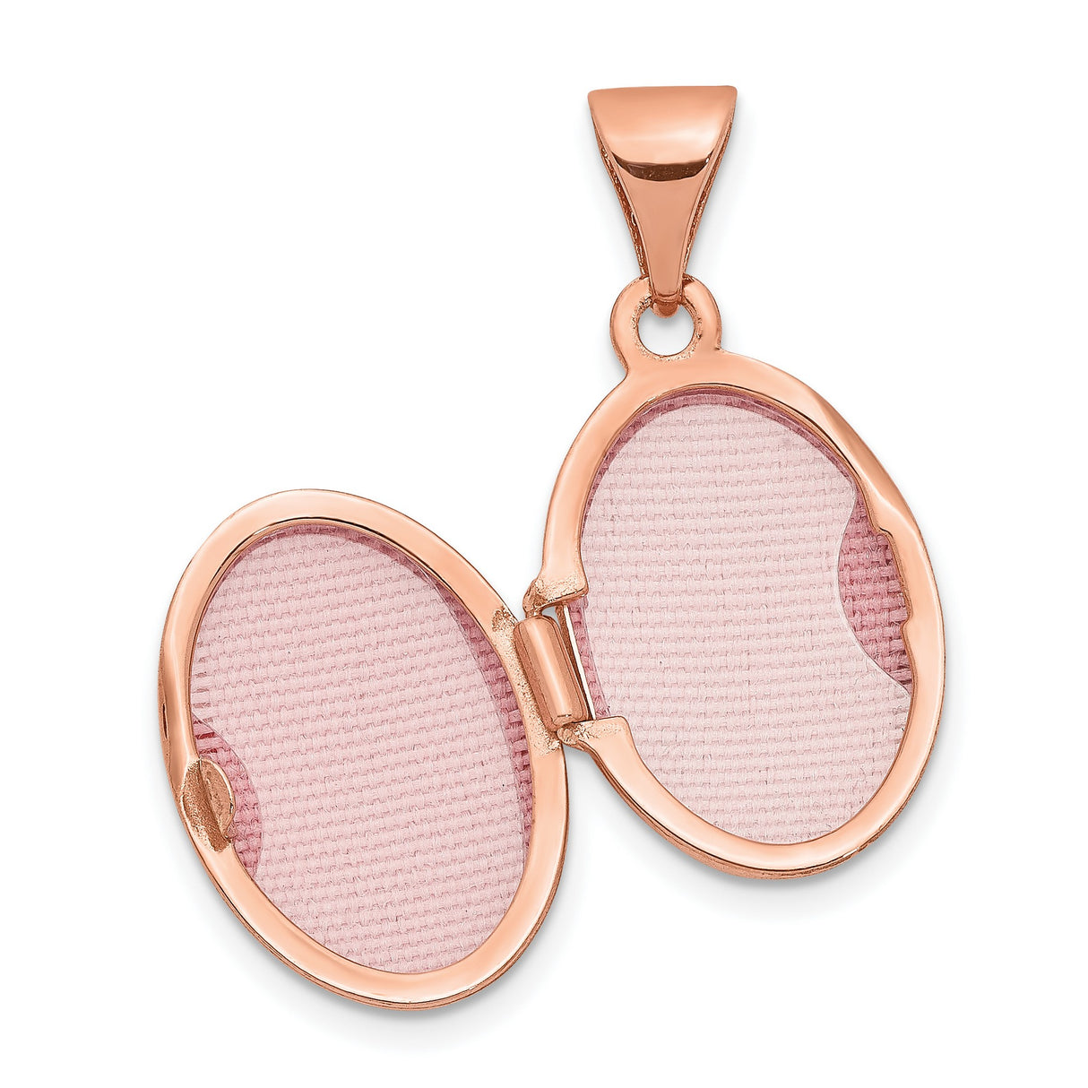 QG- Polished 13mm Plain Oval Locket Charm Pendant in Real 14k Rose Gold