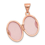 QG- Polished 13mm Plain Oval Locket Charm Pendant in Real 14k Rose Gold