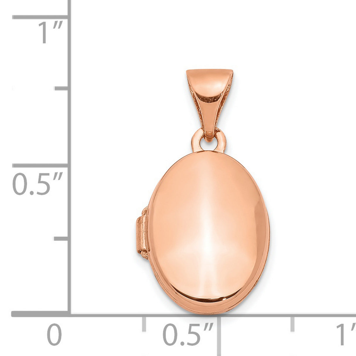 QG- Polished 13mm Plain Oval Locket Charm Pendant in Real 14k Rose Gold