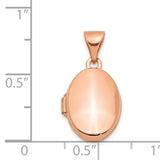 QG- Polished 13mm Plain Oval Locket Charm Pendant in Real 14k Rose Gold