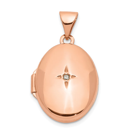 14k Rose Gold Locket Pendant with Diamond Starburst Design for Women