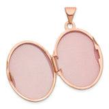 14k Rose Gold Oval Locket Pendant with Heart and Scroll Design for Women