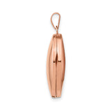 14k Rose Gold Oval Locket Pendant with Hinged Opening, Polished Minimalist Memory Charm for Women