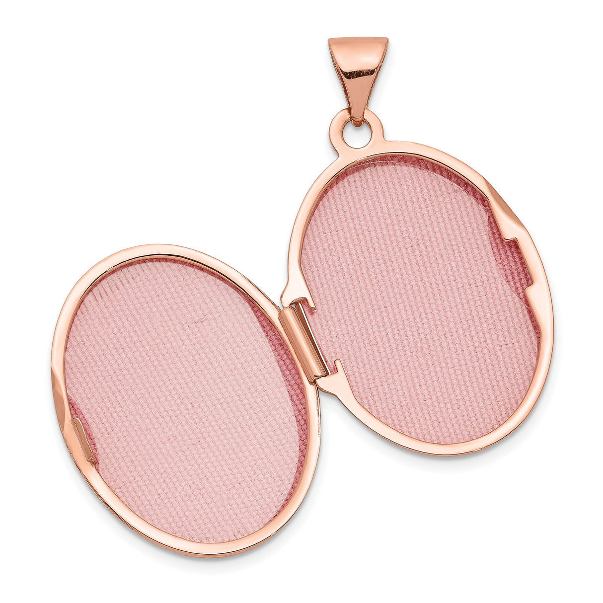 14k Rose Gold Oval Locket Pendant with Hinged Opening, Polished Minimalist Memory Charm for Women
