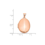 14k Rose Gold Oval Locket Pendant with Hinged Opening, Polished Minimalist Memory Charm for Women