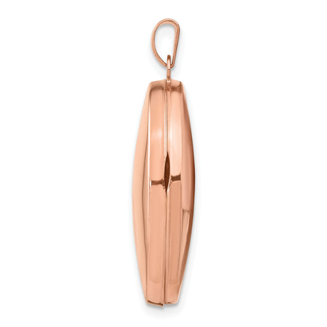 14k Rose Gold Oval Locket Pendant with Hinged Design and Polished Finish