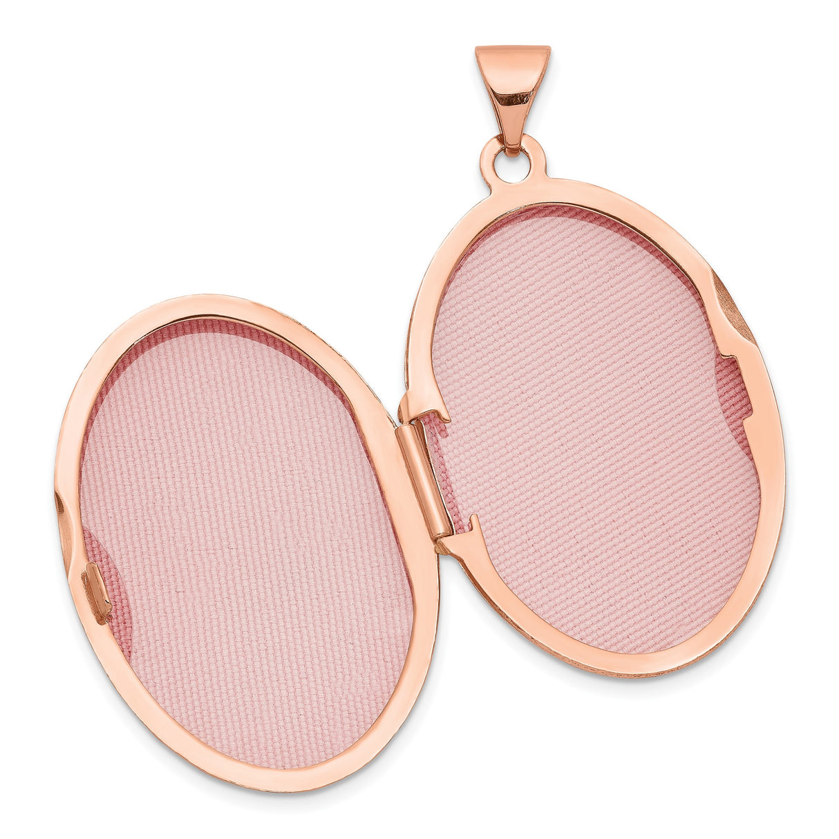 14k Rose Gold Oval Locket Pendant with Hinged Design and Polished Finish