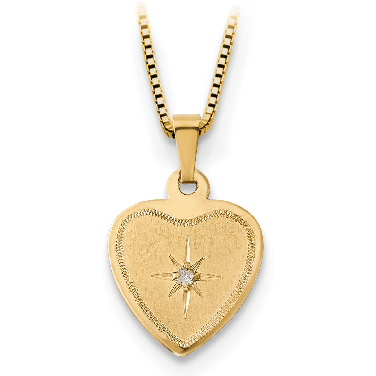 Gold Plated 16mmDiamond Heart Locket and Sterling 12mm Charm Pendant in Real 14k Multi-Tone Gold