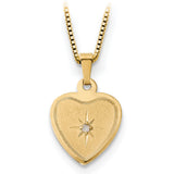 Gold Plated 16mmDiamond Heart Locket and Sterling 12mm Charm Pendant in Real 14k Multi-Tone Gold