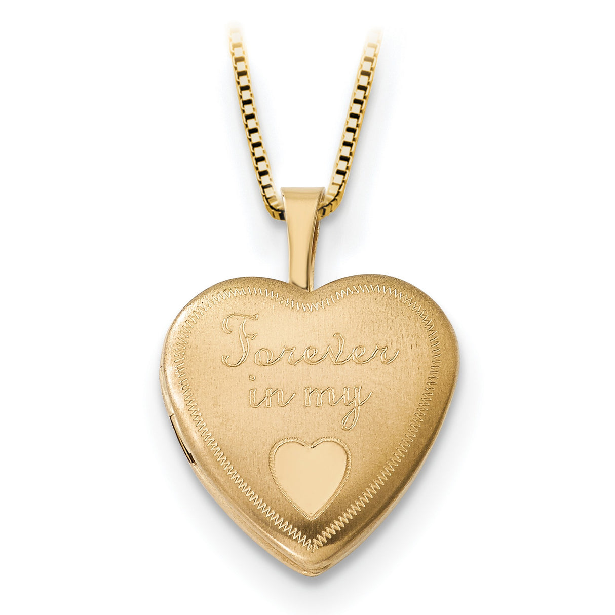 Gold Plated 16mm Forever in Heart Locket Sterling 12mm Charm Pendant in Real 14k Multi-Tone Gold