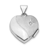 14k Two-Tone Gold Heart Locket Pendant with Diamond Starburst Engraving, Reversible Design